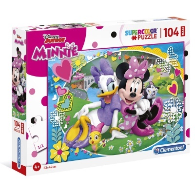 Caixa de puzzle Disney Junior Minnie com Minnie e Margarida no jardim, 104 peças