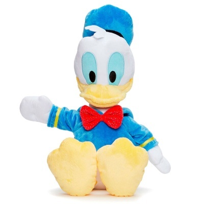 Pelúcia do Pato Donald com fato azul e gravata vermelha