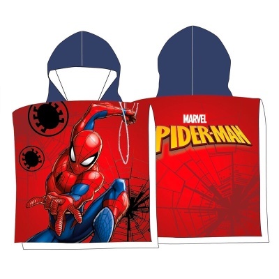 Poncho de banho infantil com estampa do Spiderman da Marvel vermelho e azul