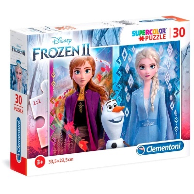 Caixa de quebra-cabeças Disney Frozen II com 30 peças e personagens Anna, Olaf e Elsa