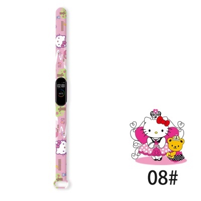 Relógio digital infantil com bracelete rosa e desenhos Hello Kitty