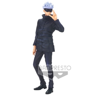 Figura de ação Banpresto de personagem com fato preto, cabelo branco e venda nos olhos