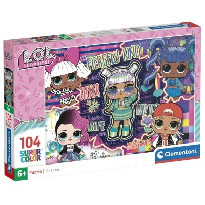 Caixa de puzzle Clementoni 104 peças com bonecas LOL Surprise coloridas
