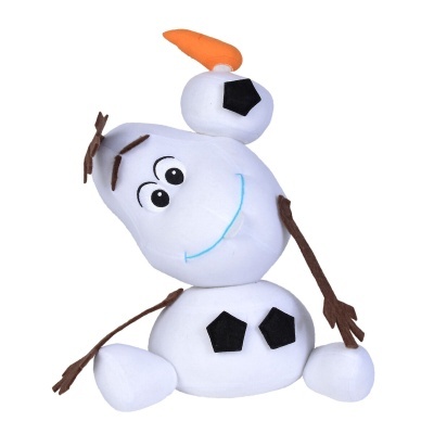 Pelúcia do boneco de neve Olaf com nariz laranja e braços castanhos