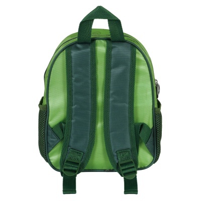 Mochila verde pequena vista de trás com alças acolchoadas