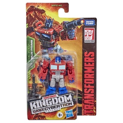 Figura Transformers Kingdom Optimus Prime na embalagem