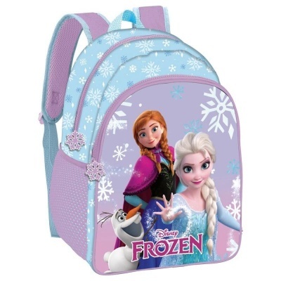 Mochila infantil azul e lilás com personagens Disney Frozen