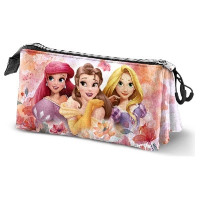 Estojo com estampagem de princesas Disney e flores