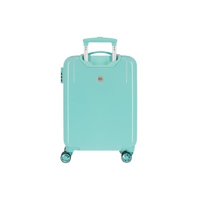 Mala rígida turquesa com rodas e puxador telescópico