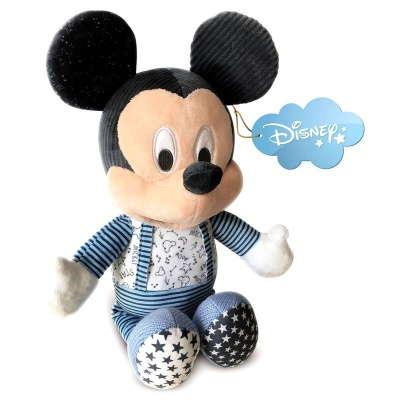 Pelúcia do Mickey da Disney com várias texturas e padrão azul e branco