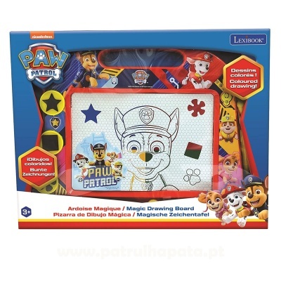 Tabuleiro de desenho mágico Paw Patrol com moldura colorida e figuras magnéticas
