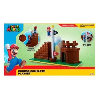 Conjunto de jogo Super Mario Course Complete Playset com Mario, castelo castanho e bandeira