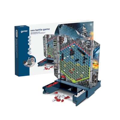 Jogo de batalha naval com tabuleiro hexagonal e peças coloridas