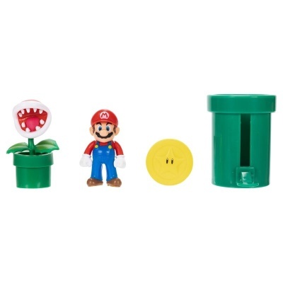 Brinquedos plastico Super Mario planta carnívora, figura Mario, moeda amarela, tubo verde