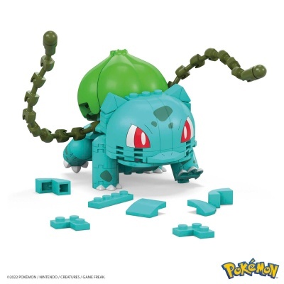 Brinquedo de blocos de montar do Pokémon Venusaur em cores verde e azul