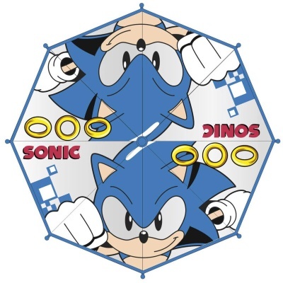 Guarda-chuva infantil com estampa do Sonic em azul, branco e amarelo