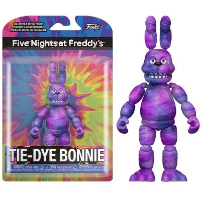 Figura colecionável roxa Tie-Dye Bonnie de Five Nights at Freddy's em embalagem blister colorida