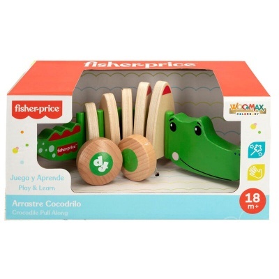 Brinquedo de madeira Fisher-Price crocodilo verde para puxar na caixa