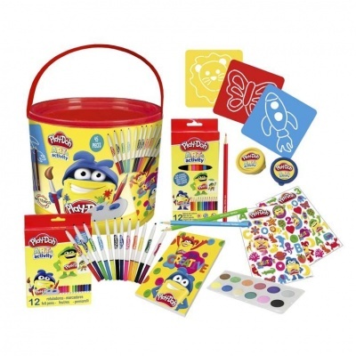 Conjunto Play-Doh com tintas, pincéis, lápis de cor e cartões de atividade coloridos