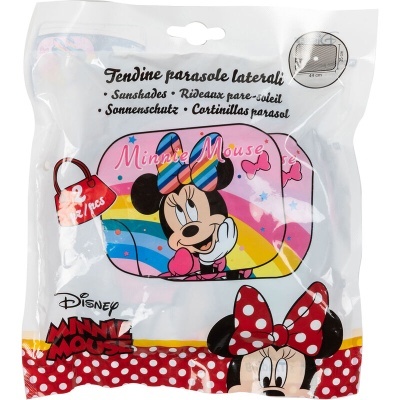 Tendine parasole laterali Disney Minnie Mouse embalagem com imagem da Minnie Mouse colorida