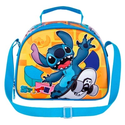 Mala isotérmica infantil com personagem Stitch num skate
