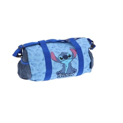 Mala de desporto azul com imagem do personagem Stitch