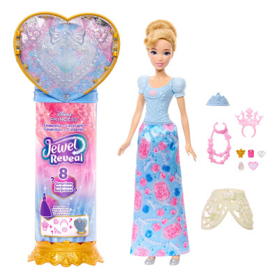 Boneca Disney Princess Cinderella com vestido azul claro e acessórios