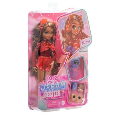 Boneca Barbie Dream Besties Teresa com vestir vermelho e acessórios em embalagem