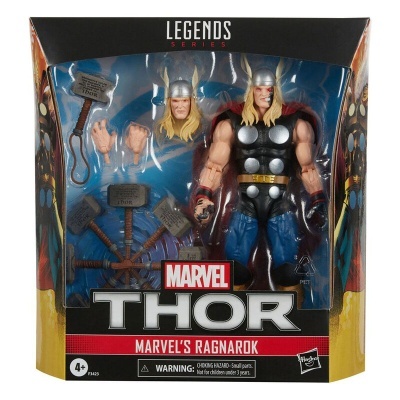 Figura de ação Thor da série Legends com martelos e mãos intercambiáveis na embalagem