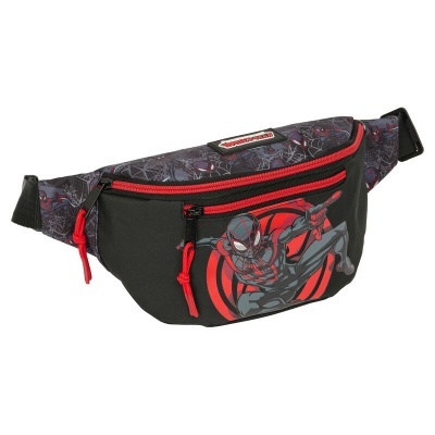 Pochete preta com estampado Spider-Man e fechos vermelhos