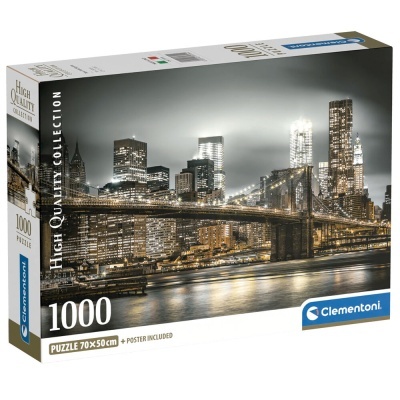 Caixa de puzzle de 1000 peças com imagem da Ponte do Brooklyn à noite
