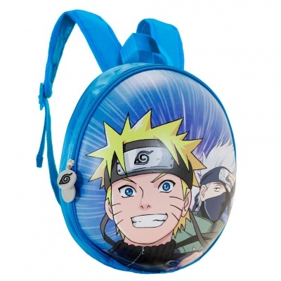Mochila azul redonda com estampado do anime Naruto