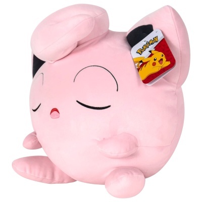 Pelúcia rosa do Pokémon Jigglypuff com etiqueta Pokémon na orelha