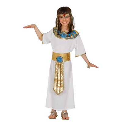 Fato infantil de Cleópatra branco e dourado com acessórios