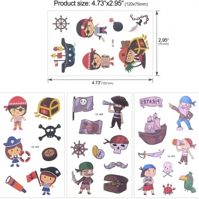 Autocolantes temáticos de pirata com personagens, navios e símbolos náuticos coloridos