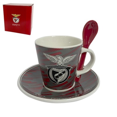 Conjunto café Sport Lisboa e Benfica com chávena, pires e colher