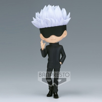 Figura colecionável de personagem com cabelo branco espetado e óculos escuros