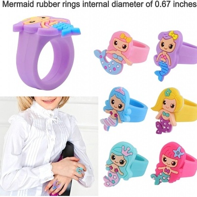 Anéis de borracha coloridos para crianças com design de sereias