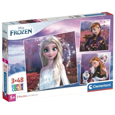 Caixa com três puzzles de 48 peças do filme Disney Frozen