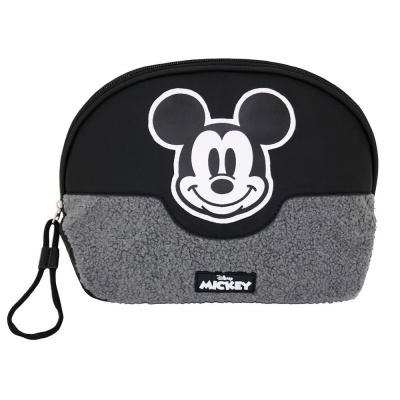 Bolsa de mão para cosméticos com padrão de lã e rosto do Mickey Mouse