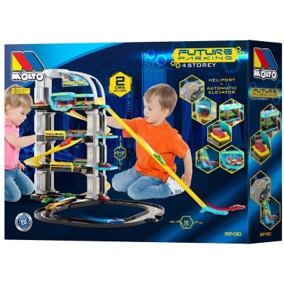 Parque de estacionamento de brinquedo Molto Future Parking azul com quatro andares