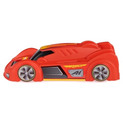 Carro de brinquedo vermelho Airhogs com detalhes amarelos e cinzentos