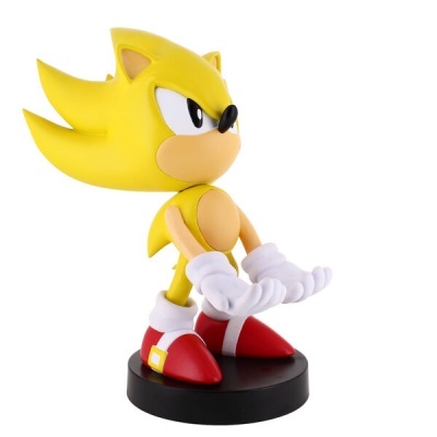 Figura colecionável amarela do Sonic em base preta