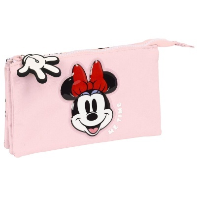 Estojo rosa com decoração de Minnie Mouse e texto ME TIME