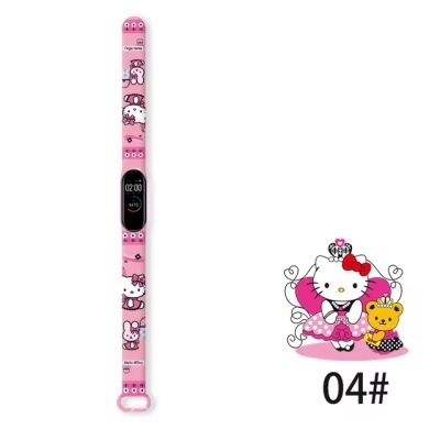 Pulseira digital rosa com personagens estilo Hello Kitty e imagem ilustrativa nº 04#