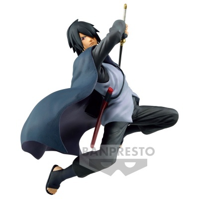 Figura de ação Sasuke Uchiha com espada e casaco azul