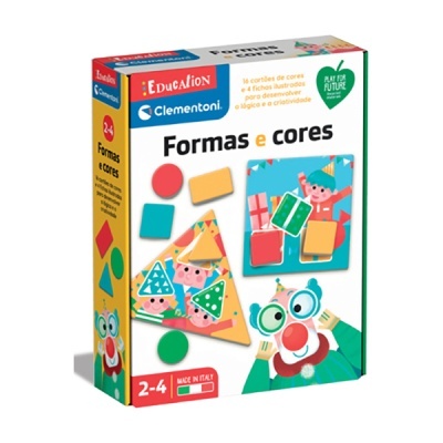 Caixa de jogo educativo com formas e cores para crianças, marca Clementoni