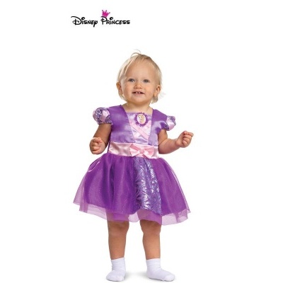 Vestido infantil roxo Disney Princess com tule e cetim