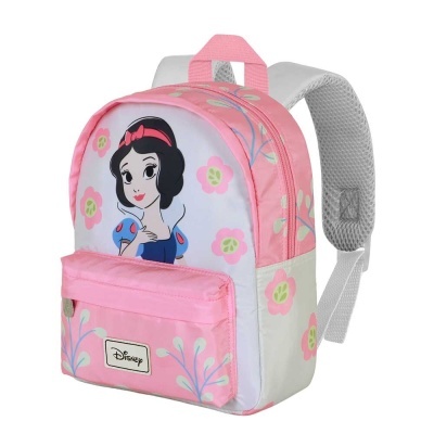 Mochila infantil Disney rosa e branca com Branca de Neve e flores