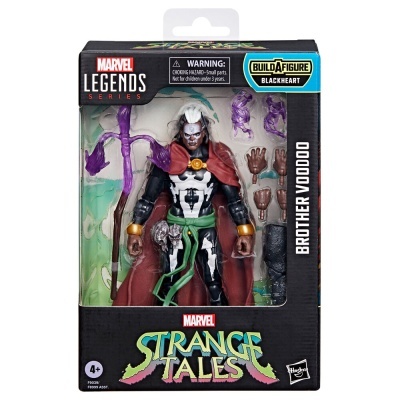 Figurinha de ação Brother Voodoo Marvel Legends com acessórios em embalagem